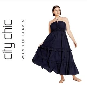 Elegant Navy Halter Maxi Dress . City Chic Women's Plus Size Dress Ivy. Size 18